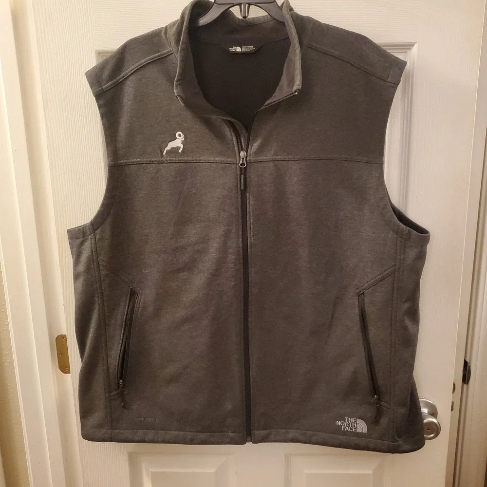 The North Face Men's Windwall Vest 2XL Gray Zip Pockets Ram Logo‎ Outdoor XXL
